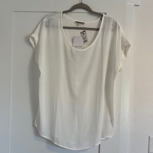 Pleione Cream Oversized Cap Sleeve T-Shirt